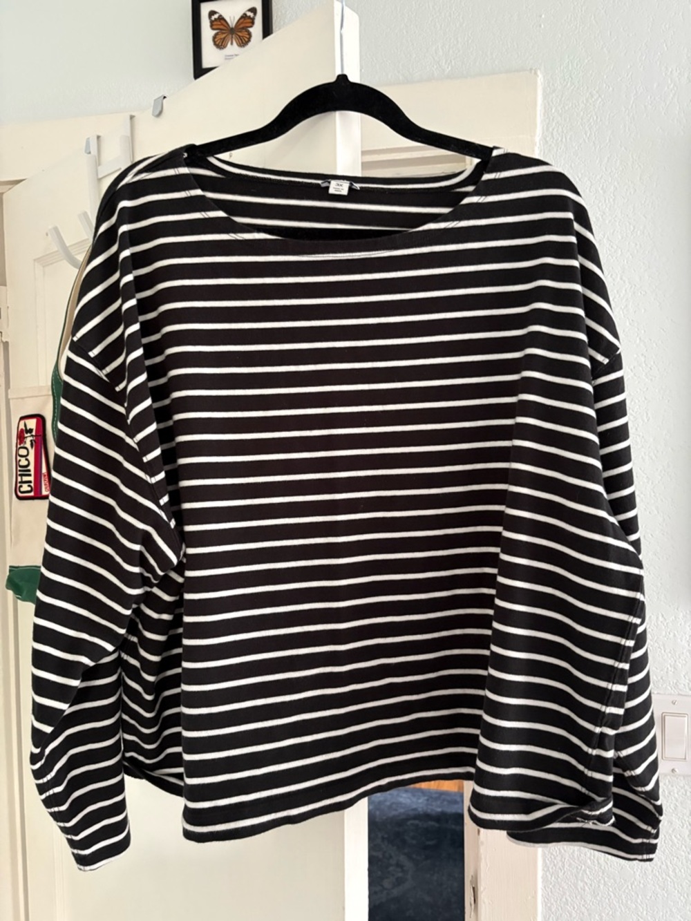 J. Crew black and white cotton boatneck top
